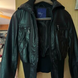 XS Miley Cyrus Faux Leather Bomber Jacket